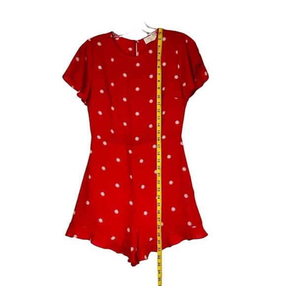 London Rose Romper Womens Size S Red Ruffled Shorts Lined Sweetheart Babydoll - Picture 6 of 8